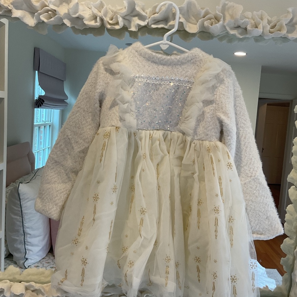 Lola + The Boys Ivory Sequin Tulle Dress